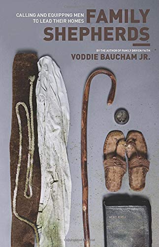 Book cover with shepherd’s tools: staff, rope, sandals, and coin.