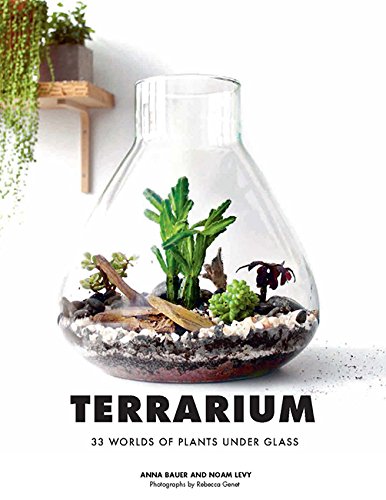 Book cover featuring a glass terrarium with small plants, rocks, and soil on white.