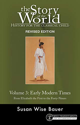 Book cover: "Story of the World, Vol. 3" with a painting of a Native American.