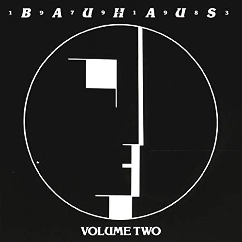 Bauhaus Volume Two CD cover: black background with white geometric face.