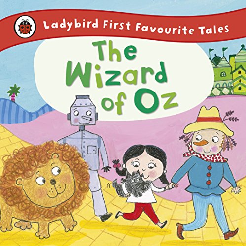 The Wizard of Oz book cover featuring Dorothy, Toto, the Lion, Tin Man, and Scarecrow.