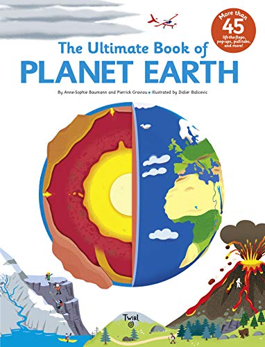Book cover showing a split view of Earth's interior and surface with a volcano.