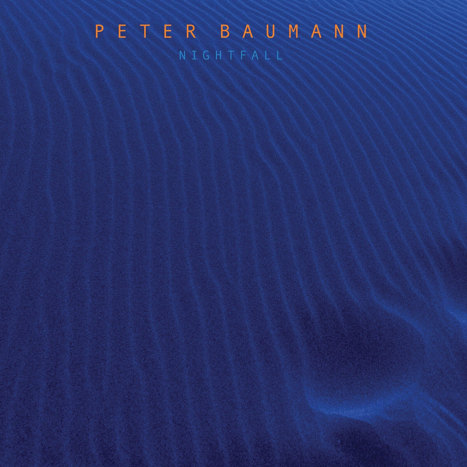 CD cover for Peter Baumann’s “Nightfall” with blue sand dune texture.