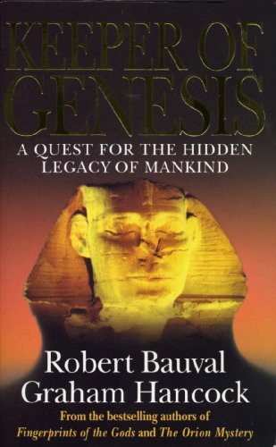 Book cover: "Keeper of Genesis" with a Sphinx image and gold lettering.
