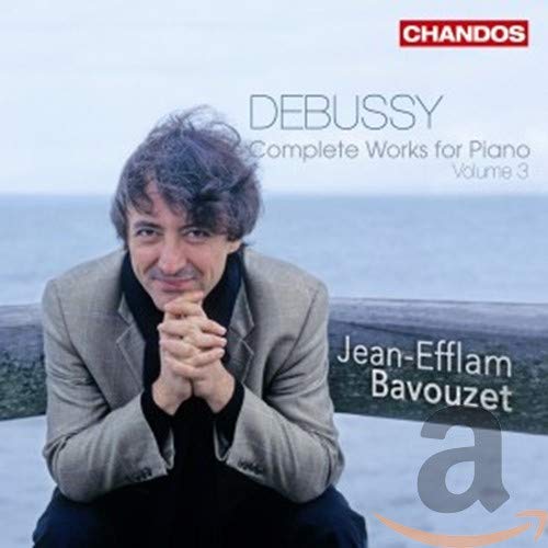 CD cover featuring pianist Jean-Efflam Bavouzet and text “Debussy.”