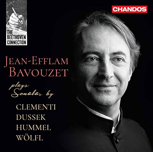 CD cover featuring pianist Jean-Efflam Bavouzet’s portrait and composer names.
