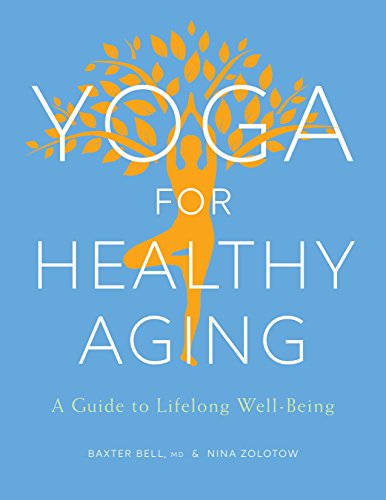 Book cover: "Yoga for Healthy Aging" with orange tree and figure.