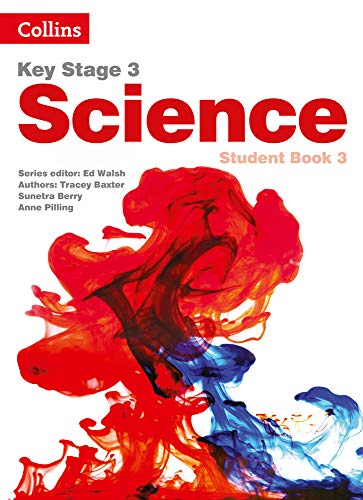 Collins Key Stage 3 Science Student Book 3 cover with colorful ink swirl.