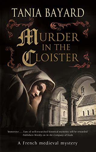 Book cover: hooded figure in a stone cloister, dark and mysterious.