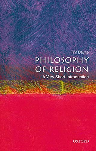 Book cover for Philosophy of Religion with abstract purple and red painted background.