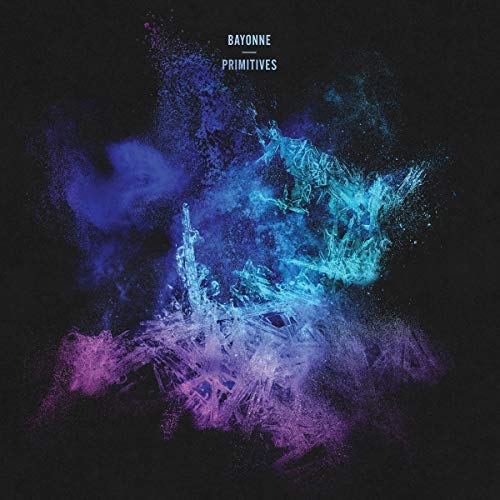 CD cover for Bayonne’s “Primitives” with abstract blue and purple crystal imagery.