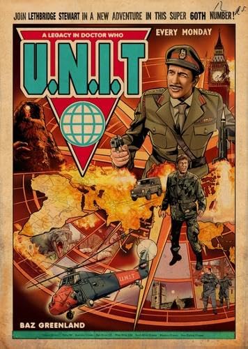 Vintage-style comic cover featuring Brigadier Lethbridge-Stewart and action scene.