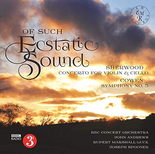 CD cover: "Of Such Ecstatic Sound" with a sunset and orchestral details.