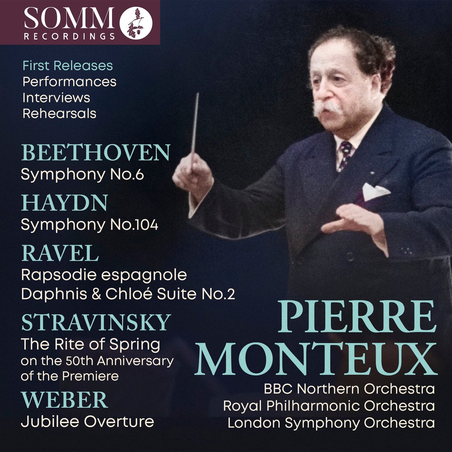 CD cover featuring conductor Pierre Monteux and listed composers.