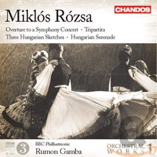 CD cover for Miklós Rózsa orchestral works, featuring a vintage dance scene.