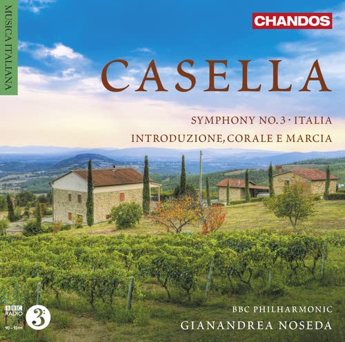 CD cover for Casella orchestral works, featuring a Tuscan landscape.