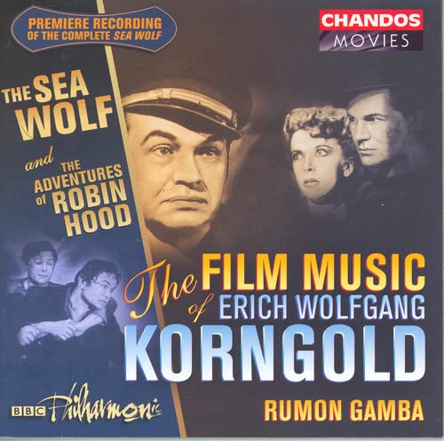 CD cover for "The Film Music of Erich Korngold" with film stills.