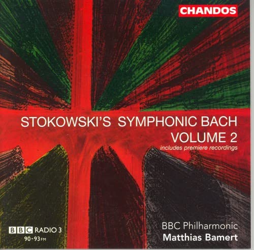 CD cover for “Symphonic Bach Volume 2” with abstract red and green design.