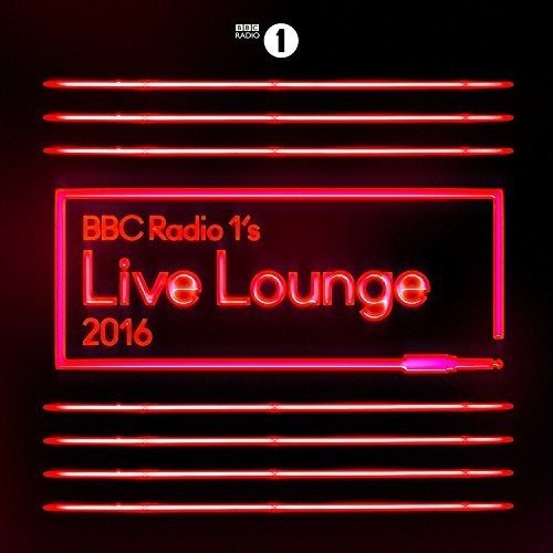 BBC Radio 1's Live Lounge 2016 album cover with red neon lighting.