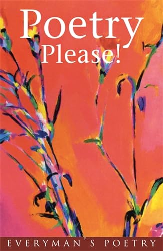 Book cover: "Poetry Please!" with abstract floral art on red background.