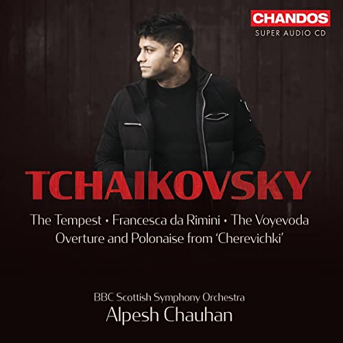 CD cover featuring portrait of Alpesh Chauhan and Tchaikovsky compositions.