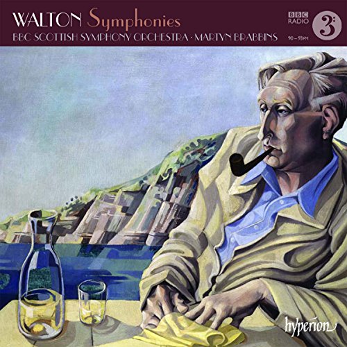 CD cover featuring a portrait of William Walton with a pipe and coastal scene.
