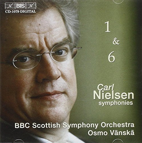 CD cover featuring portrait of a man with glasses, text “Carl Nielsen”.