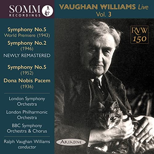 CD cover featuring portrait of Ralph Vaughan Williams holding a cat.