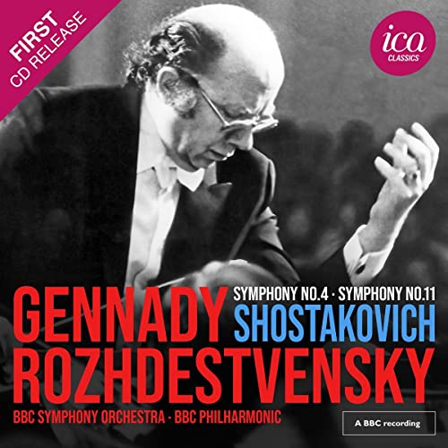 CD cover featuring conductor Gennady Rozhdestvensky and Shostakovich symphonies.