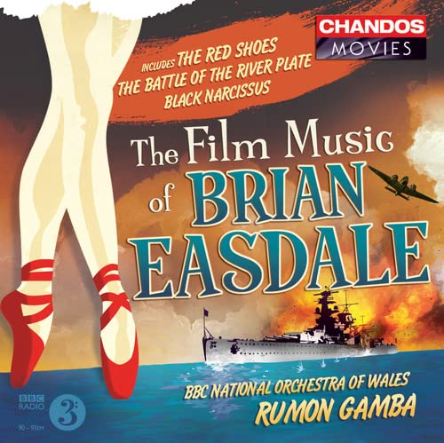 CD cover for Brian Easdale’s film music, featuring ballet shoes and naval imagery.