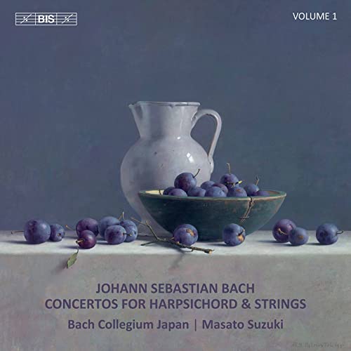 CD cover: still life with plums, pitcher, and bowl; Bach concertos.
