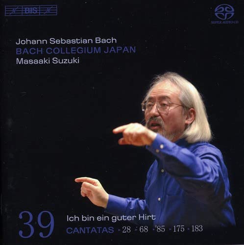 CD cover: Masaaki Suzuki conducting, with text “Bach: Cantatas, Vol 39”.