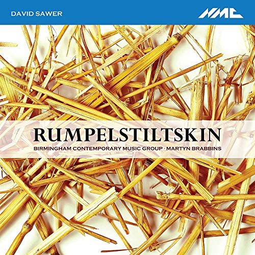 "CD cover featuring scattered straw on white background with 'RUMPELSTILTSKIN' text."