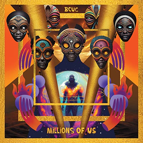 CD cover art featuring six masked figures and a central silhouette.