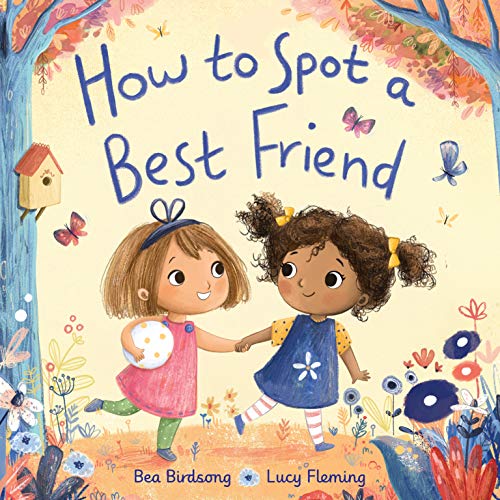 Book cover: two young girls holding hands in a colorful garden.