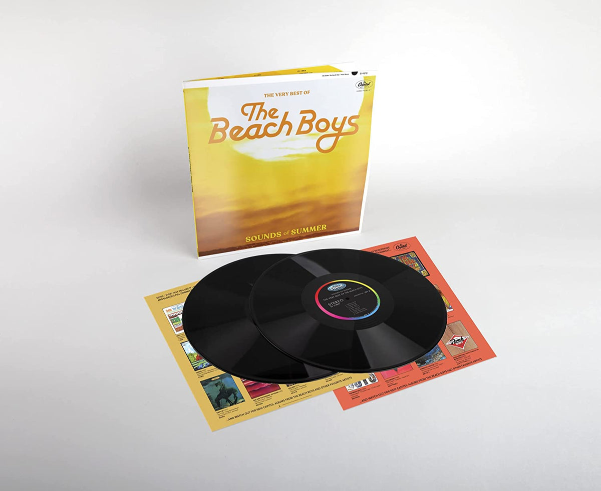 Beach Boys “Sounds of Summer” vinyl record and sleeve displayed.
