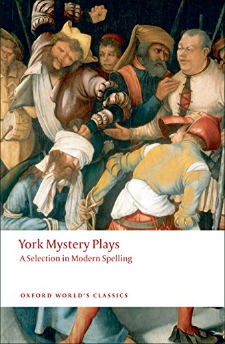 Book cover depicting a medieval scene and text: "York Mystery Plays".