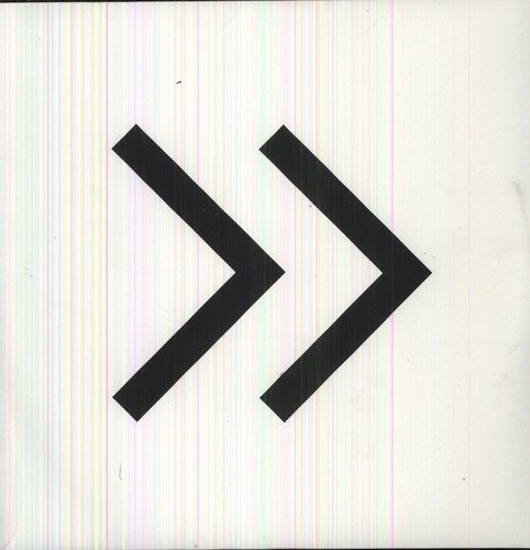 White album cover with two large, black right-pointing arrow shapes.