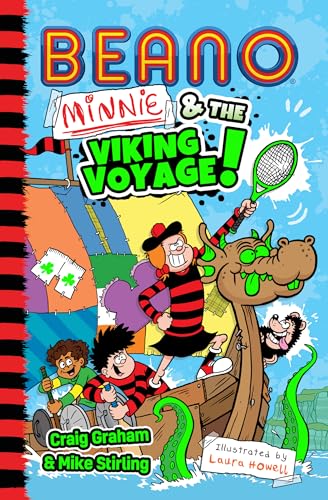 Beano book cover: Minnie, a Viking ship, a dragon, and cartoon characters.