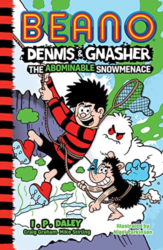 Beano book cover featuring Dennis, Gnasher, and a snowy creature.