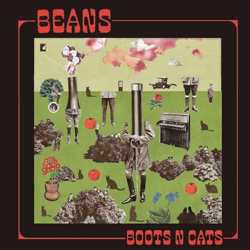 Surreal collage album cover for “Beans - Boots N Cats” CD.