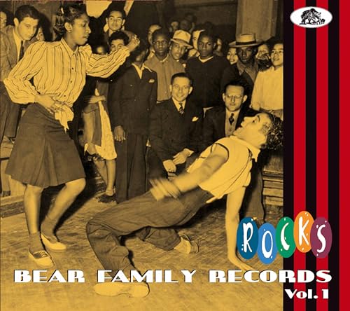 CD cover: vintage photo of people dancing, red and black stripes, text.