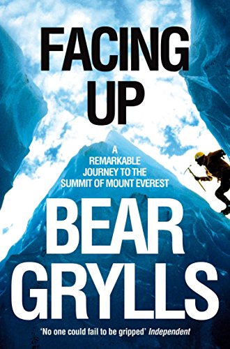 Book cover: "Facing Up" by Bear Grylls, with a mountain backdrop.