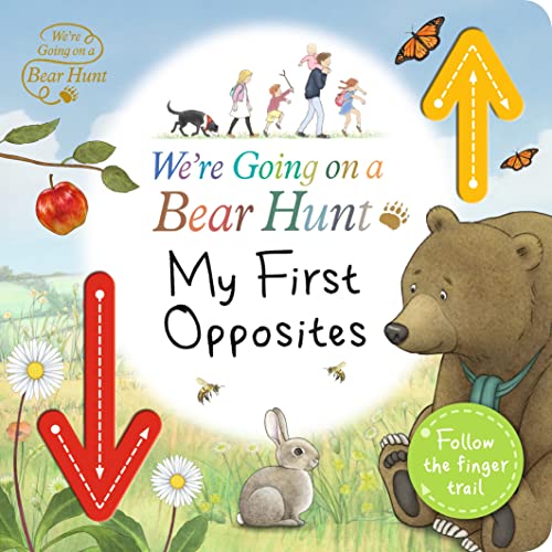 Children’s book cover with bear, rabbit, and directional arrows in a field.