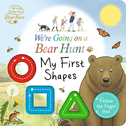 Children on a bear hunt with shapes, a bear, and insects.