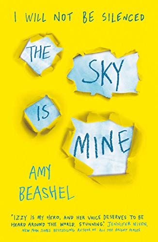 Yellow book cover with torn paper displaying the title "The Sky is Mine".