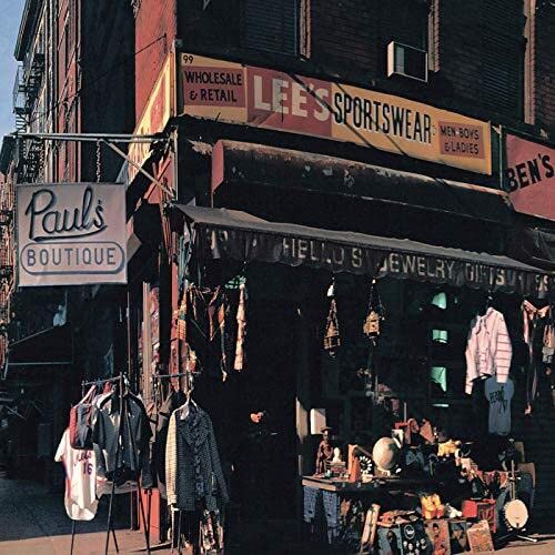 Beastie Boys’ “Paul’s Boutique” vinyl album cover: storefront with hanging clothes.