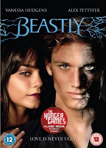 “Beastly” DVD cover featuring Vanessa Hudgens and Alex Pettyfer, half-transformed face.