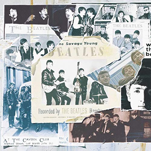 The Beatles’ “Anthology 1” CD cover: a collage of band photos and memorabilia.