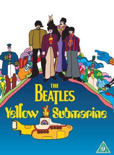 The Beatles’ “Yellow Submarine” DVD cover with colorful cartoon illustration.